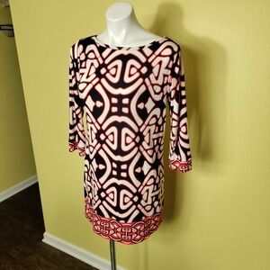 Laundry By Design Sheath Dress 6 Multicolor Tiki Stretch Knee Length